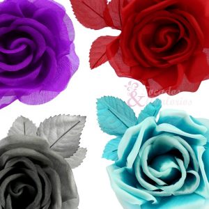 Rosa de seda 9 cm.