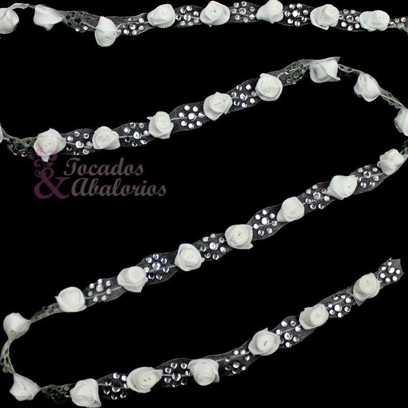 Tira flores & strass termoadhesivo 1 CM Tira flores & strass termoadhesivo 1 CM