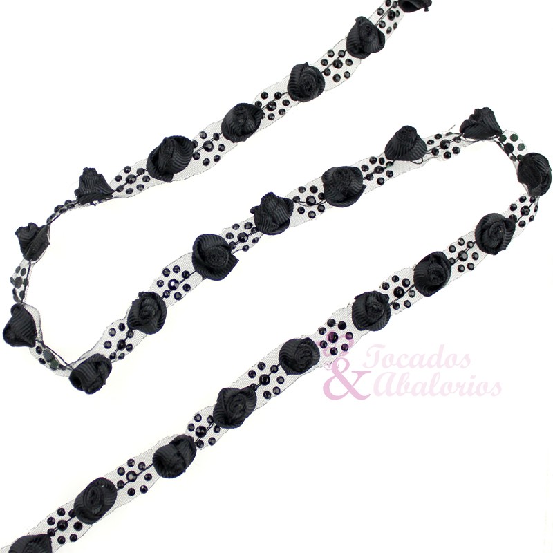 Tira flores & strass termoadhesivo 1 CM Tira flores & strass termoadhesivo 1 CM