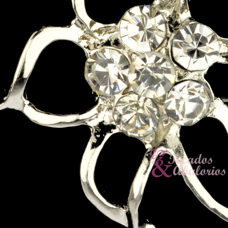 Broche flor metal-strass 6X4 CM Broche flor metal-strass 6X4 CM