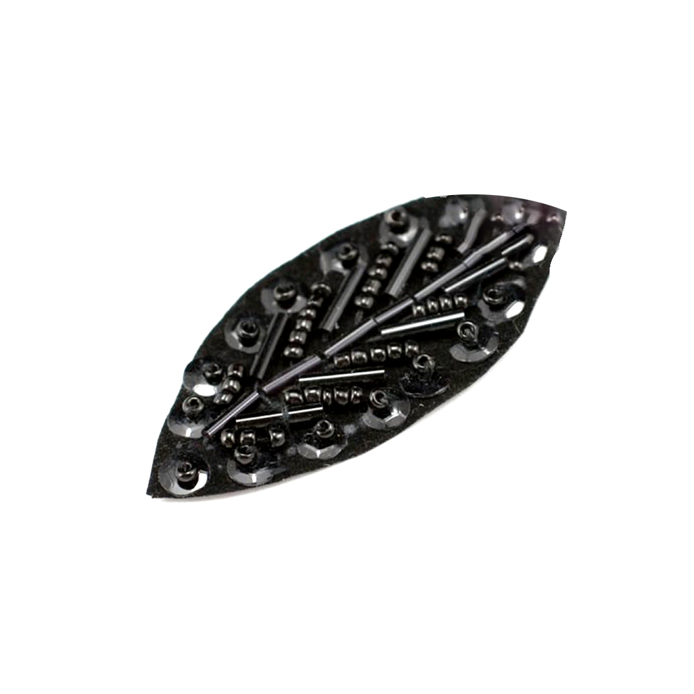 APPLIQUÉ FEUILLE PIERRES 06X2,5CM noir APPLIQUÉ FEUILLE PIERRES 06X2,5CM noir