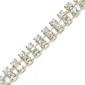 Galon double strass 5mm argent