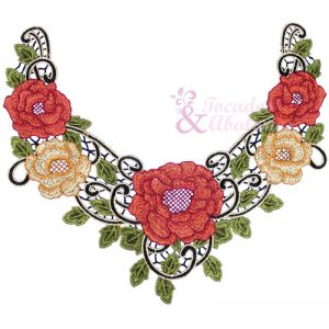 Cuello bordado rosas