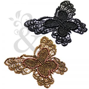 Mariposa de rocalla y perlas