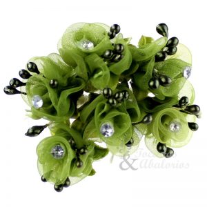 Ramillete organza/pistilos/strass