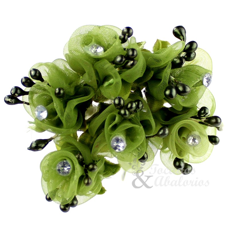 Ramillete organza/pistilos/strass Ramillete organza/pistilos/strass