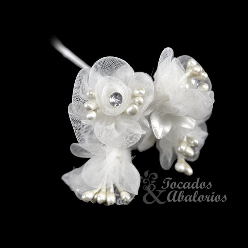 Ramillete organza/pistilos/strass Ramillete organza/pistilos/strass