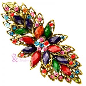 Pinza Broche Strass Flor