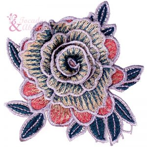 Aplique bordado Rosa 3D