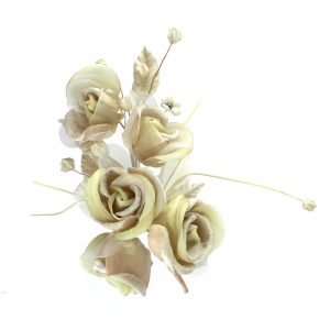 BOUQUET 5 ROSES 21X10CM Écru