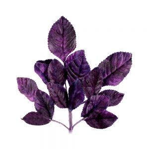BOUQUET FEUILLES VELOURS 21CM aubergine