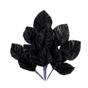 BOUQUET FEUILLES VELOURS 21CM noir