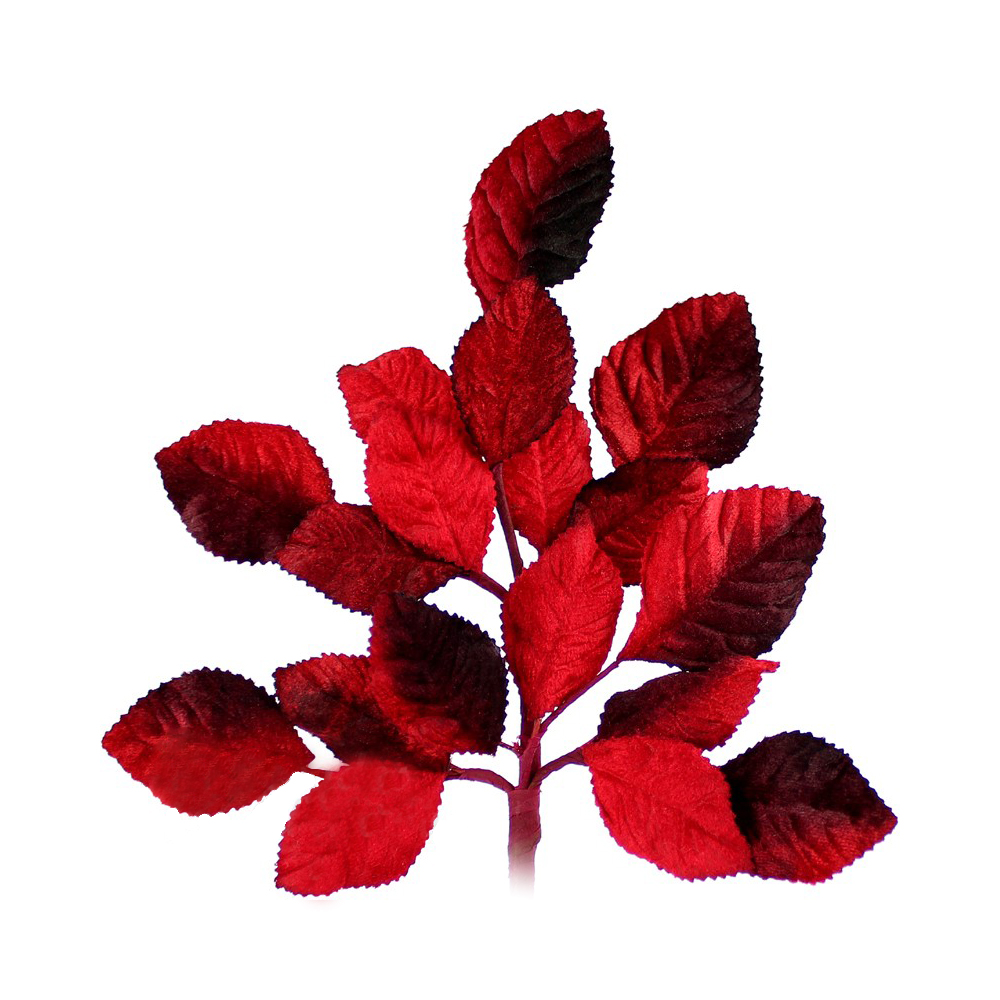 BOUQUET FEUILLES VELOURS 21CM rouge BOUQUET FEUILLES VELOURS 21CM rouge