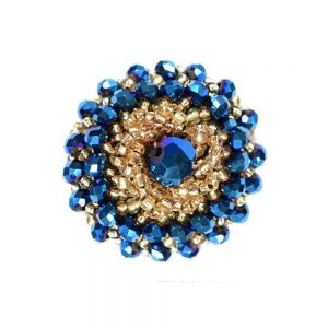 BOUTON PERLE FACETTÉE ET PIERRE 03CM bleuklein