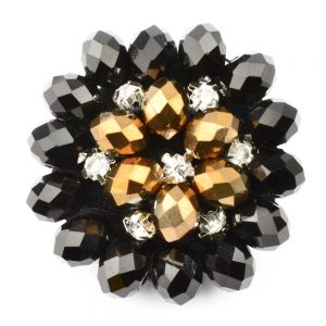 Bouton cristal pierres 3,5cm noir