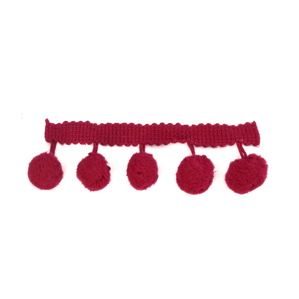 Galon pompons 1,5cm grenat Galon pompons 1,5cm grenat