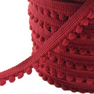 Galon pompons petits 1,2cm grenat