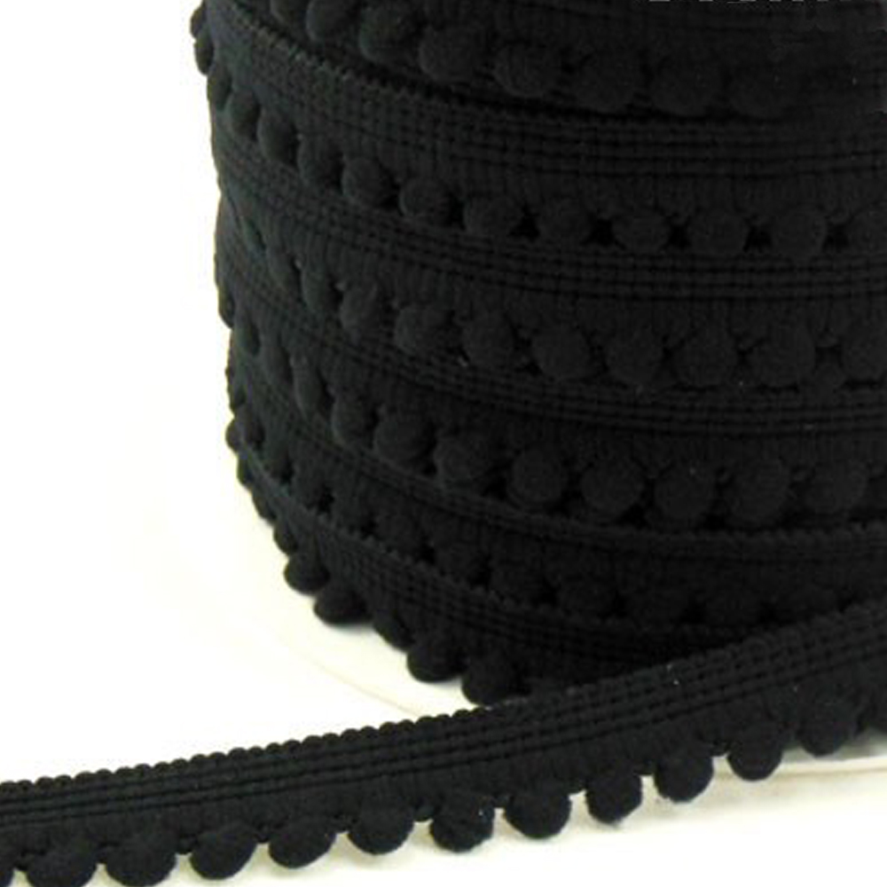 Galon pompons petits 1,2cm noir Galon pompons petits 1,2cm noir