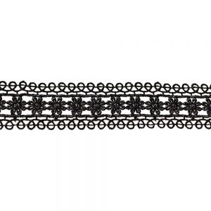 Guipure fleurs 2,8cm noir