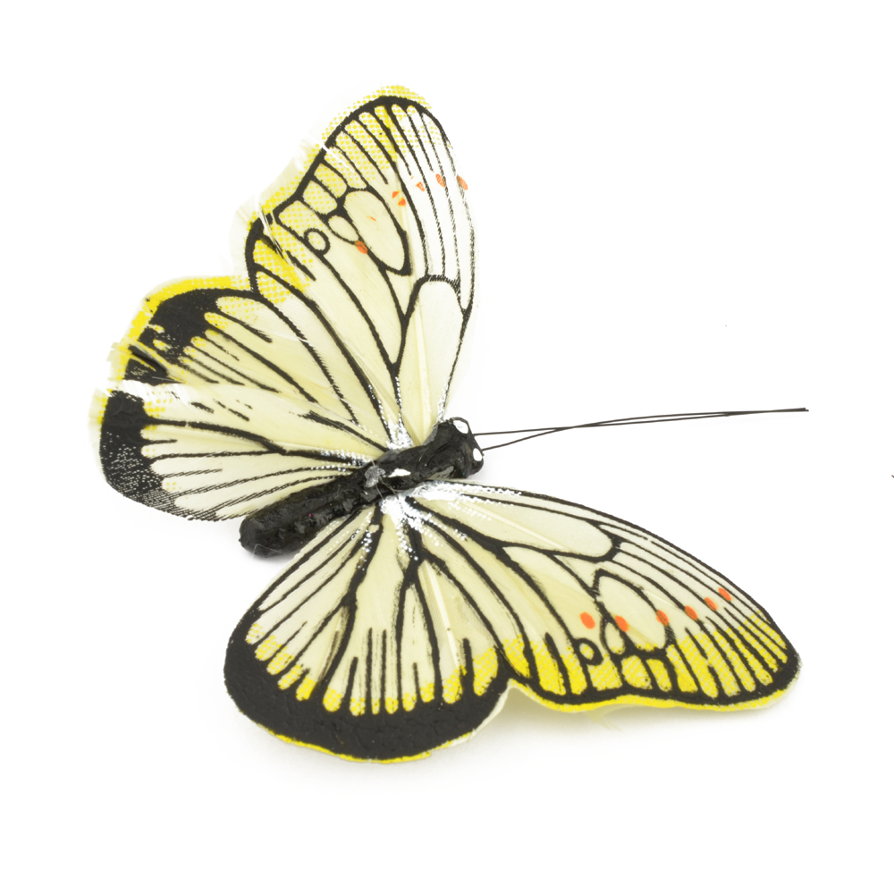 Mariposa de plumas 10 cm beige Mariposa de plumas 10 cm beige