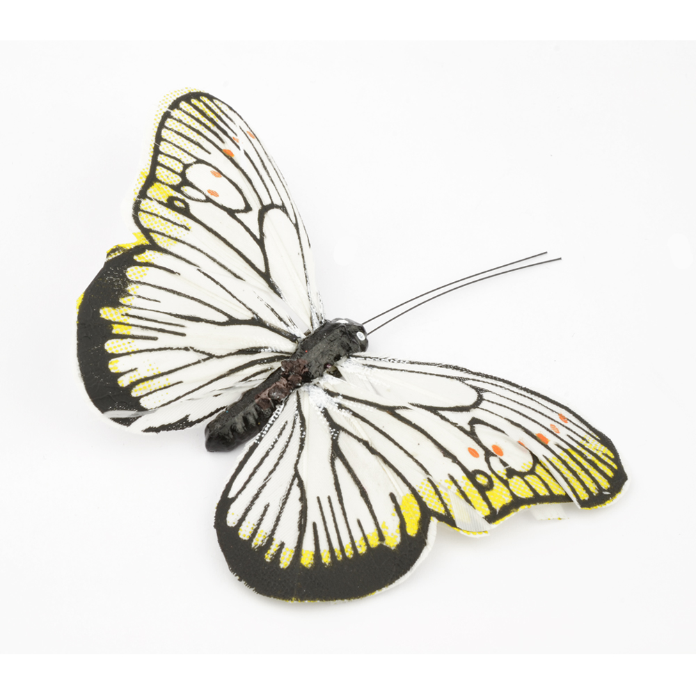 Mariposa de plumas 10 cm blanco Mariposa de plumas 10 cm blanco