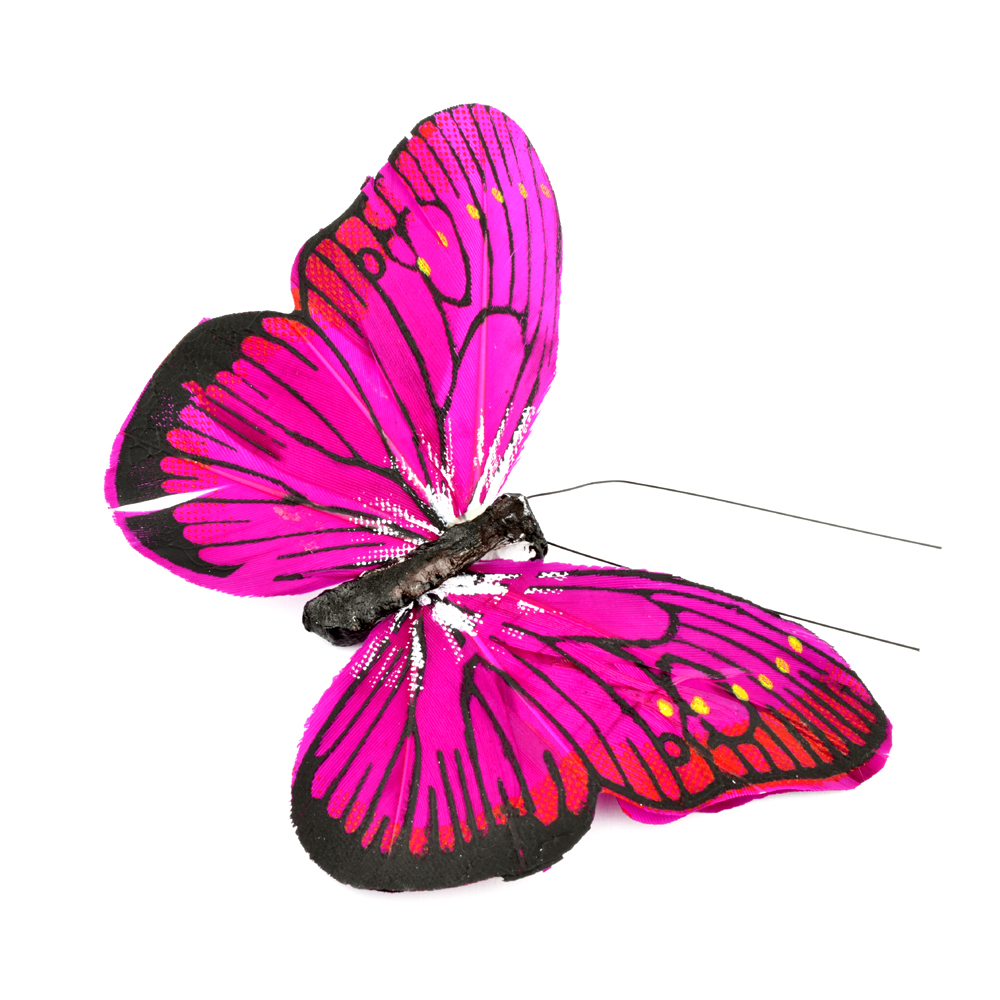 Mariposa de plumas 10 cm fucsia Mariposa de plumas 10 cm fucsia