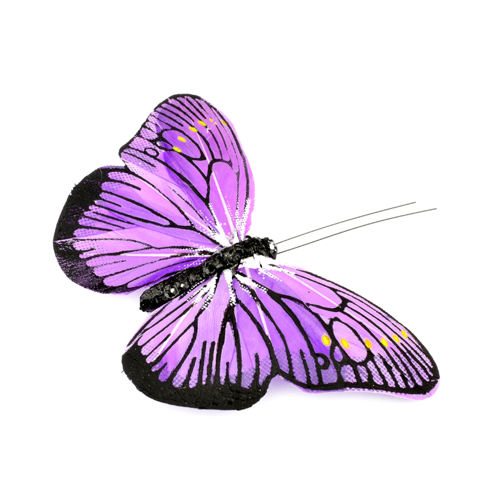 Mariposa de plumas 10 cm morado Mariposa de plumas 10 cm morado