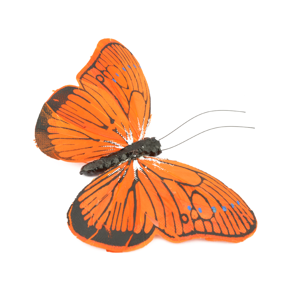 Mariposa de plumas 10 cm naranja Mariposa de plumas 10 cm naranja