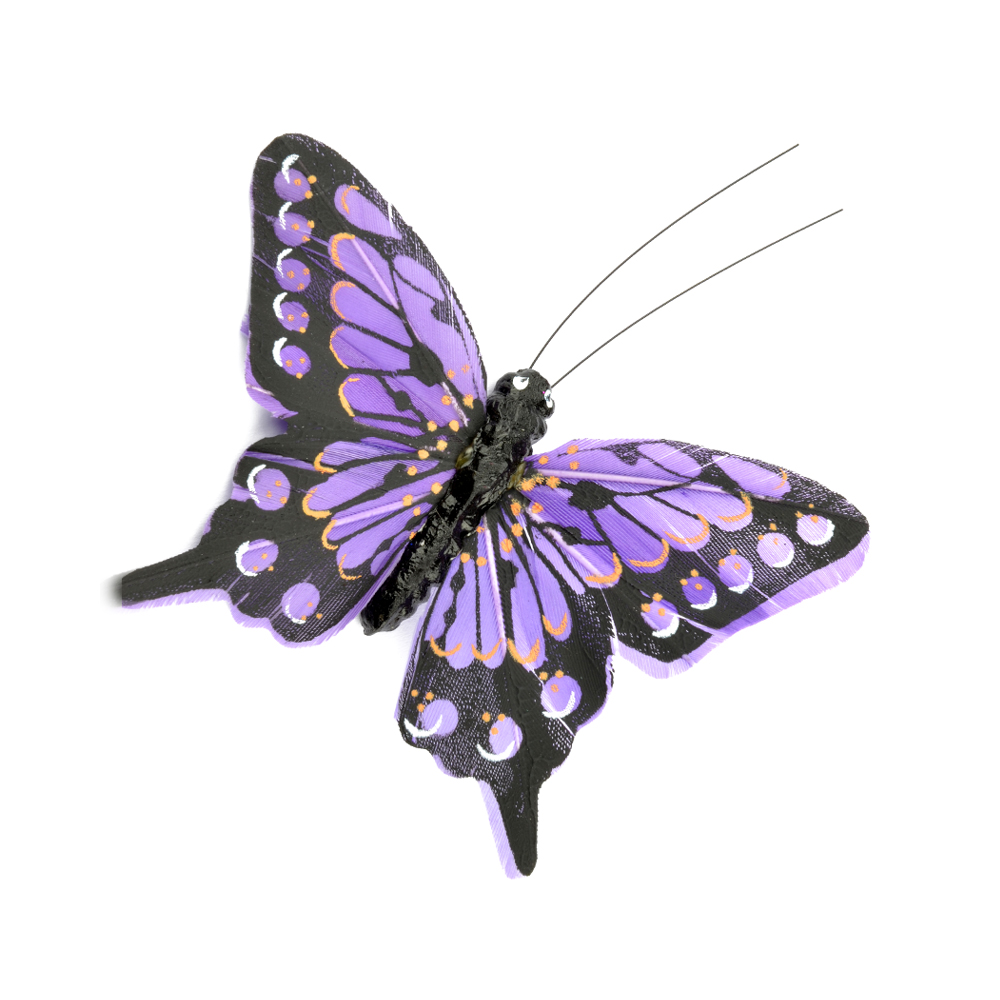 Mariposa de plumas 8 cm lila Mariposa de plumas 8 cm lila