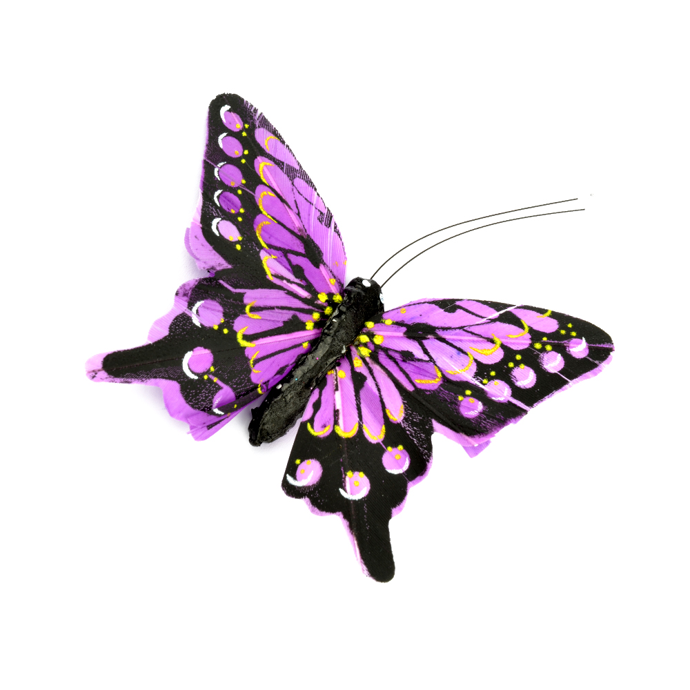 Mariposa de plumas 8 cm morado Mariposa de plumas 8 cm morado