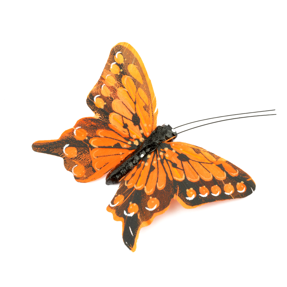 Mariposa de plumas 8 cm naranja Mariposa de plumas 8 cm naranja