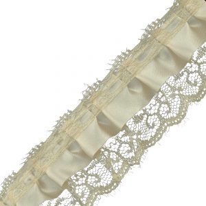 RUBAN SATIN DENTELLE 04CM beige