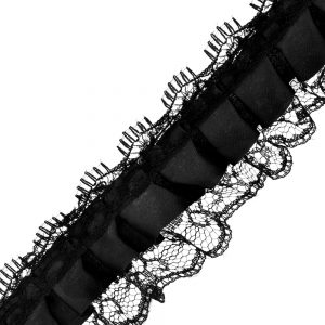 RUBAN SATIN DENTELLE 04CM noir