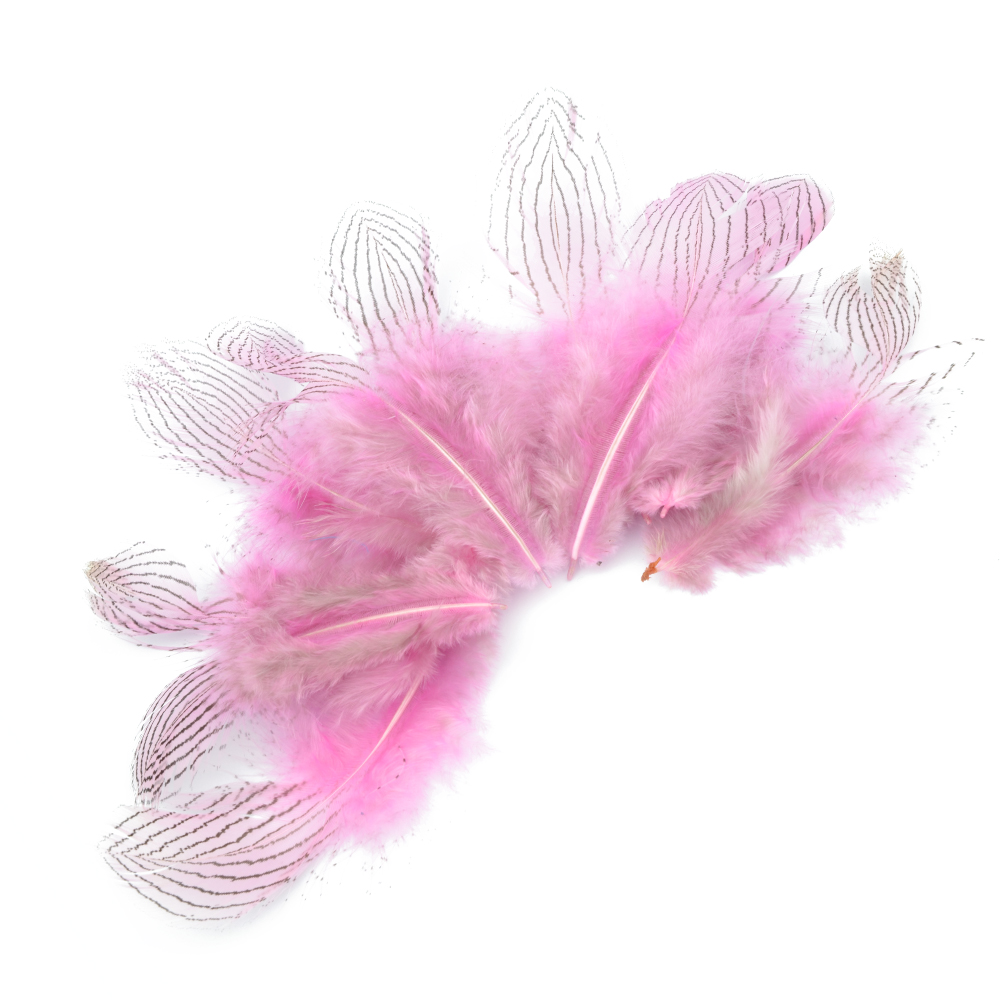 SACHET PLUMES FAISAN ARGENTÉES 08 10CM rose SACHET PLUMES FAISAN ARGENTÉES 08 10CM rose
