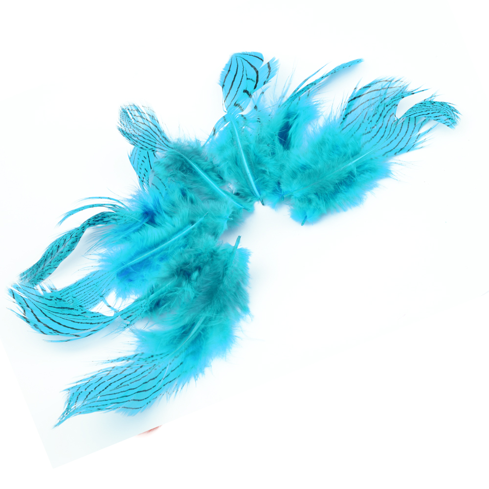 SACHET PLUMES FAISAN ARGENTÉES 08 10CM turquoise SACHET PLUMES FAISAN ARGENTÉES 08 10CM turquoise