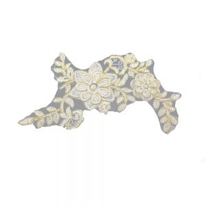 applique brode ensemble lame ecru et or