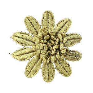 applique brode fleur 10 petales or