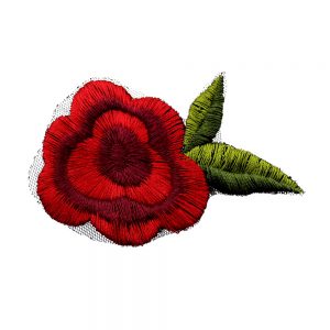 applique brode mini fleur rouge