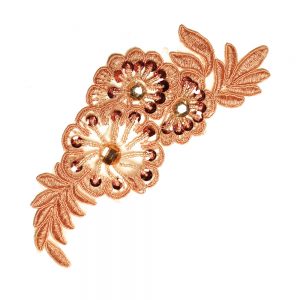 applique brode paillettes corail