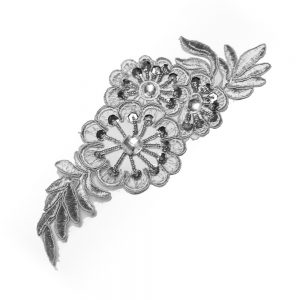applique brode paillettes gris moyen