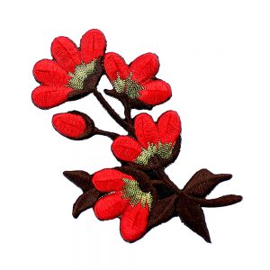applique fleur brodee rouge
