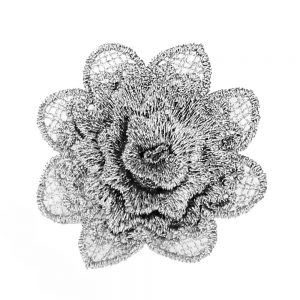 applique fleur dentelle gris argente