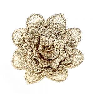applique fleur dentelle or