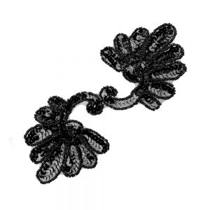 applique paillettes pierres 17x08 cm noir