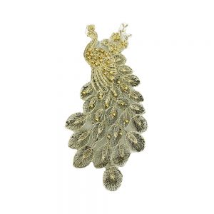 applique tulle paon 30 cm or