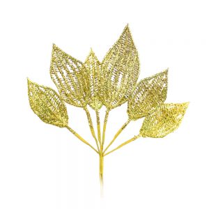bouquet 6 feuilles lurex or