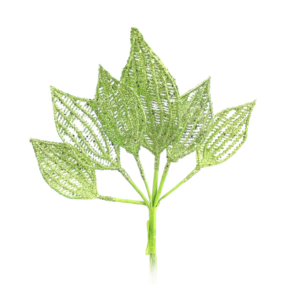 bouquet 6 feuilles lurex vert moyen bouquet 6 feuilles lurex vert moyen