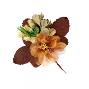 bouquet cluster organza marron brique