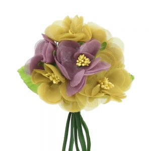 bouquet feuilles moet or mauve et moutarde