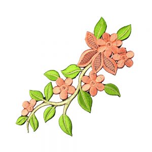 branche fleur brodee saumon